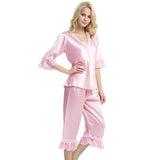 Lace Silk Pajama Set for Women Short Sleeves Summer luxury For Women - DIANASILK