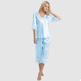 Lace Silk Pajama Set for Women Short Sleeves Summer luxury For Women - DIANASILK