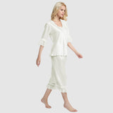 Lace Silk Pajama Set for Women Short Sleeves Summer luxury For Women - DIANASILK