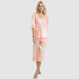 Lace Silk Pajama Set for Women Short Sleeves Summer luxury For Women - DIANASILK