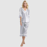 Lace Silk Pajama Set for Women Short Sleeves Summer luxury For Women - DIANASILK