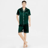 Men's 100% Silk Short Sleeve Pajamas Set Luxury Short Silk Sleepwear - DIANASILK