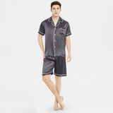 Men's 100% Silk Short Sleeve Pajamas Set Luxury Short Silk Sleepwear - DIANASILK