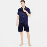 Men's 100% Silk Short Sleeve Pajamas Set Luxury Short Silk Sleepwear - DIANASILK