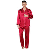 Men's Luxury Silk Sleepwear 100% Silk Sleeve Pajamas Set Long Silk Nightwear - DIANASILK