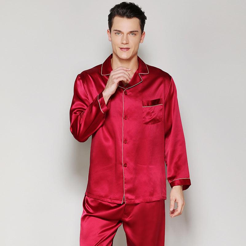 Men's Luxury Silk Sleepwear 100% Silk Sleeve Pajamas Set Long Silk Nightwear - DIANASILK
