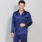 Men's Luxury Silk Sleepwear 100% Silk Sleeve Pajamas Set Long Silk Nightwear - DIANASILK