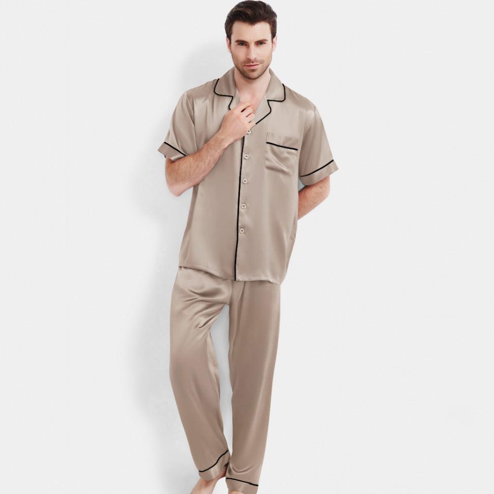 Men's Short Sleeved Silk Pajama Set for Men Silk loungewear - DIANASILK