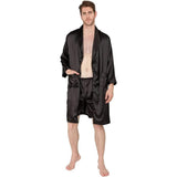 Men's Silk Kimono Robe Set with Shorts Summer Long-Sleeve Silk Robe Set Silk bathrobe - DIANASILK