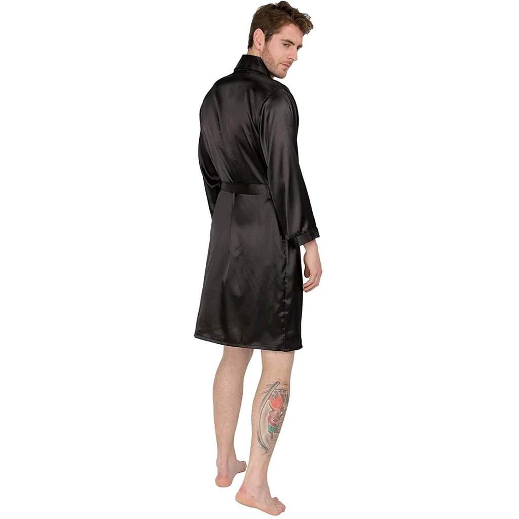 Men's Silk Kimono Robe Set with Shorts Summer Long-Sleeve Silk Robe Set Silk bathrobe - DIANASILK