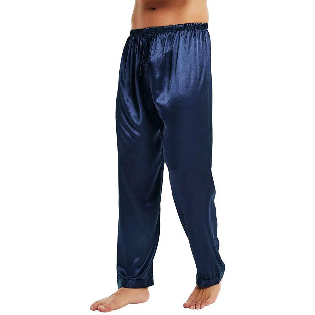 Mens Silk Pajamas Pants Sleep Bottoms 100% Silk Pyjamas Pants Long Sil ...