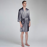 Men's Silk Robe Luxury Pure Mulberry Silk Sleepwear with Pockets - DIANASILK