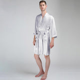 Men's Silk Robe Luxury Pure Mulberry Silk Sleepwear with Pockets - DIANASILK