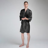 Men's Silk Robe Luxury Pure Mulberry Silk Sleepwear with Pockets - DIANASILK