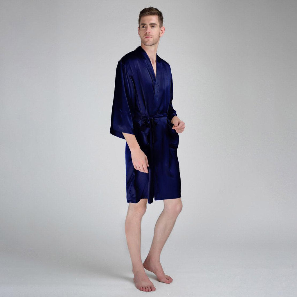 Men's Silk Robe Luxury Pure Mulberry Silk Sleepwear with Pockets - DIANASILK