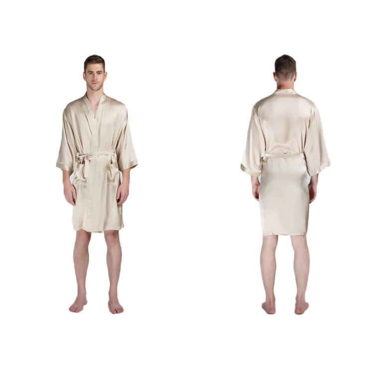 Men's Silk Robe Luxury Pure Mulberry Silk Sleepwear with Pockets