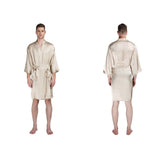 Men's Silk Robe Luxury Pure Mulberry Silk Sleepwear with Pockets - DIANASILK