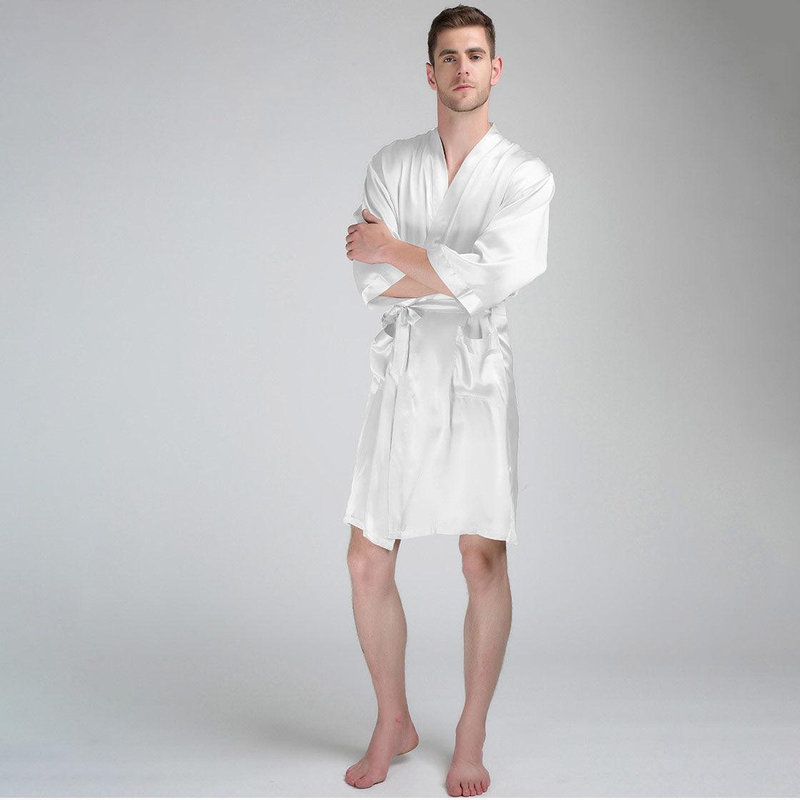 Men's Silk Robe Luxury Pure Mulberry Silk Sleepwear with Pockets - DIANASILK