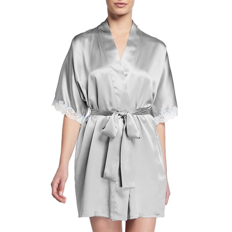 Mid Length Silk Robe Sleeves Soft Nightwear  for Women (multi-colors) - DIANASILK