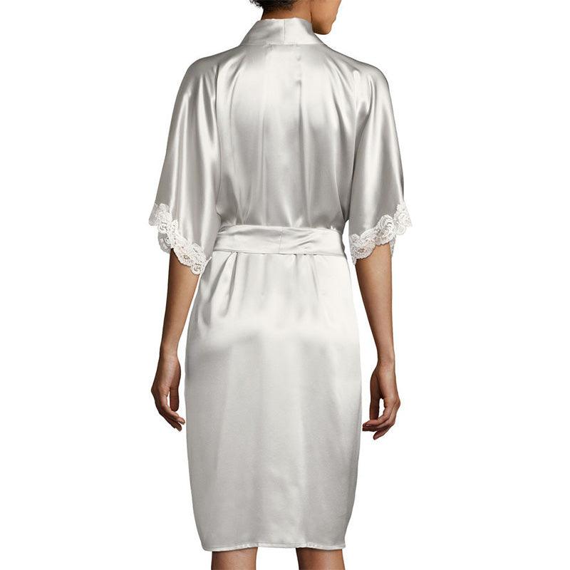 Mid Length Silk Robe Sleeves Soft Nightwear  for Women (multi-colors) - DIANASILK