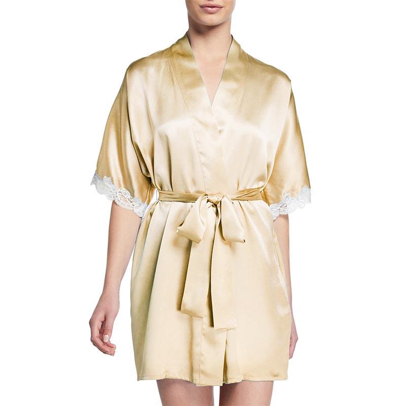 Mid Length Silk Robe Sleeves Soft Nightwear  for Women (multi-colors) - DIANASILK