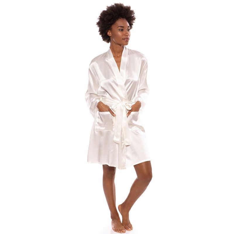 Mid Length V Neck Long Sleeves Silk Robe for Women (multi-colors) - DIANASILK