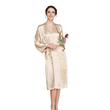 Mid Length V Neck Long Sleeves Silk Robe for Women (multi-colors) - DIANASILK