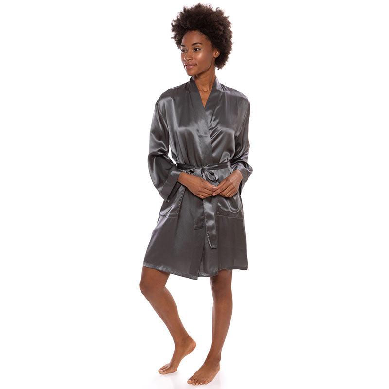 Mid Length V Neck Long Sleeves Silk Robe for Women (multi-colors) - DIANASILK