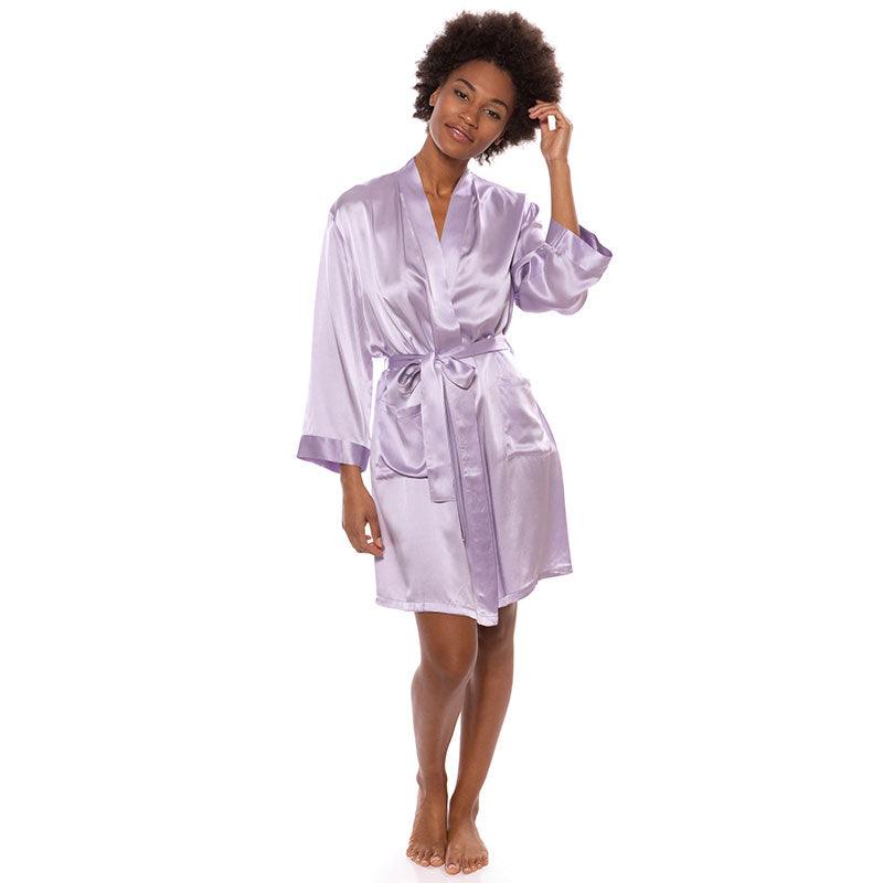 Mid Length V Neck Long Sleeves Silk Robe for Women (multi-colors) - DIANASILK