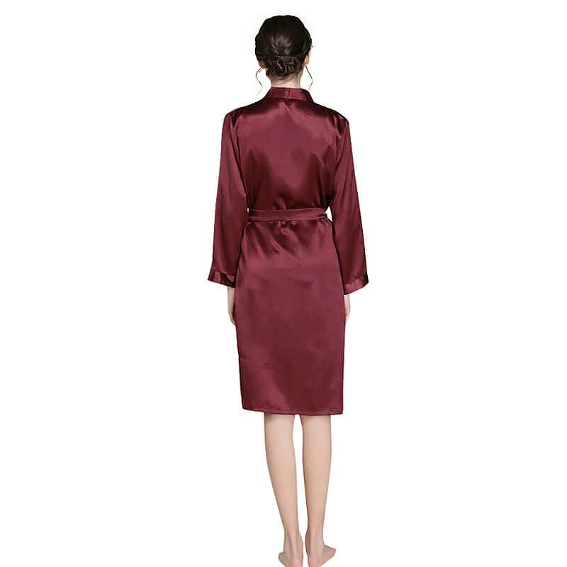 Mid Length V Neck Long Sleeves Silk Robe for Women (multi-colors) - DIANASILK