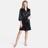 Mulberry Short Silk Robe for Women 100% Pure Silk Bathrobe with Belt - DIANASILK