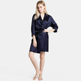 Mulberry Short Silk Robe for Women 100% Pure Silk Bathrobe with Belt - DIANASILK