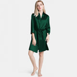 Mulberry Short Silk Robe for Women 100% Pure Silk Bathrobe with Belt - DIANASILK