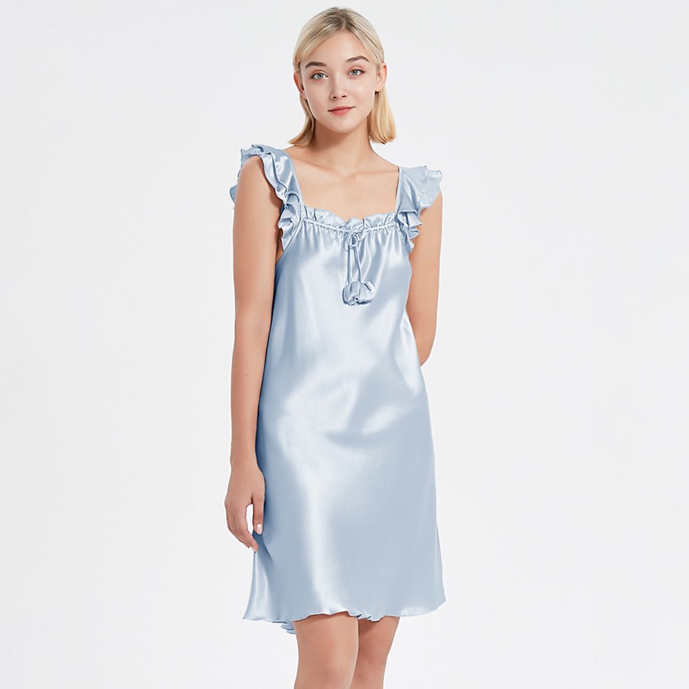 Mulberry Silk Nightdress Cute Silk Sleeveless Silk Nightgown DIANASILK Mulberry Silk Nightdress Cute Silk Sleeveless Silk Nightgown DIANASILK
