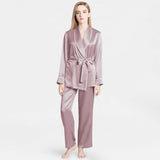 Mulberry Silk Pajamas for Women's Long Sleeves  with Adjustable Belt 100% Silk PJS - DIANASILK