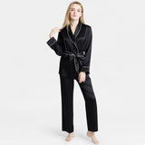 Mulberry Silk Pajamas for Women's Long Sleeves  with Adjustable Belt 100% Silk PJS - DIANASILK