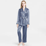 Mulberry Silk Pajamas for Women's Long Sleeves  with Adjustable Belt 100% Silk PJS - DIANASILK