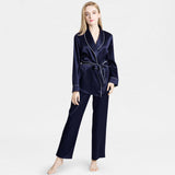 Mulberry Silk Pajamas for Women's Long Sleeves  with Adjustable Belt 100% Silk PJS - DIANASILK