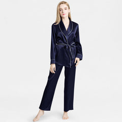 Mulberry Silk Pajamas for Women's Long Sleeves  with Adjustable Belt 100% Silk PJS - DIANASILK