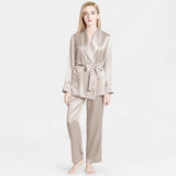 Mulberry Silk Pajamas for Women's Long Sleeves  with Adjustable Belt 100% Silk PJS - DIANASILK