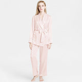 Mulberry Silk Pajamas for Women's Long Sleeves  with Adjustable Belt 100% Silk PJS - DIANASILK