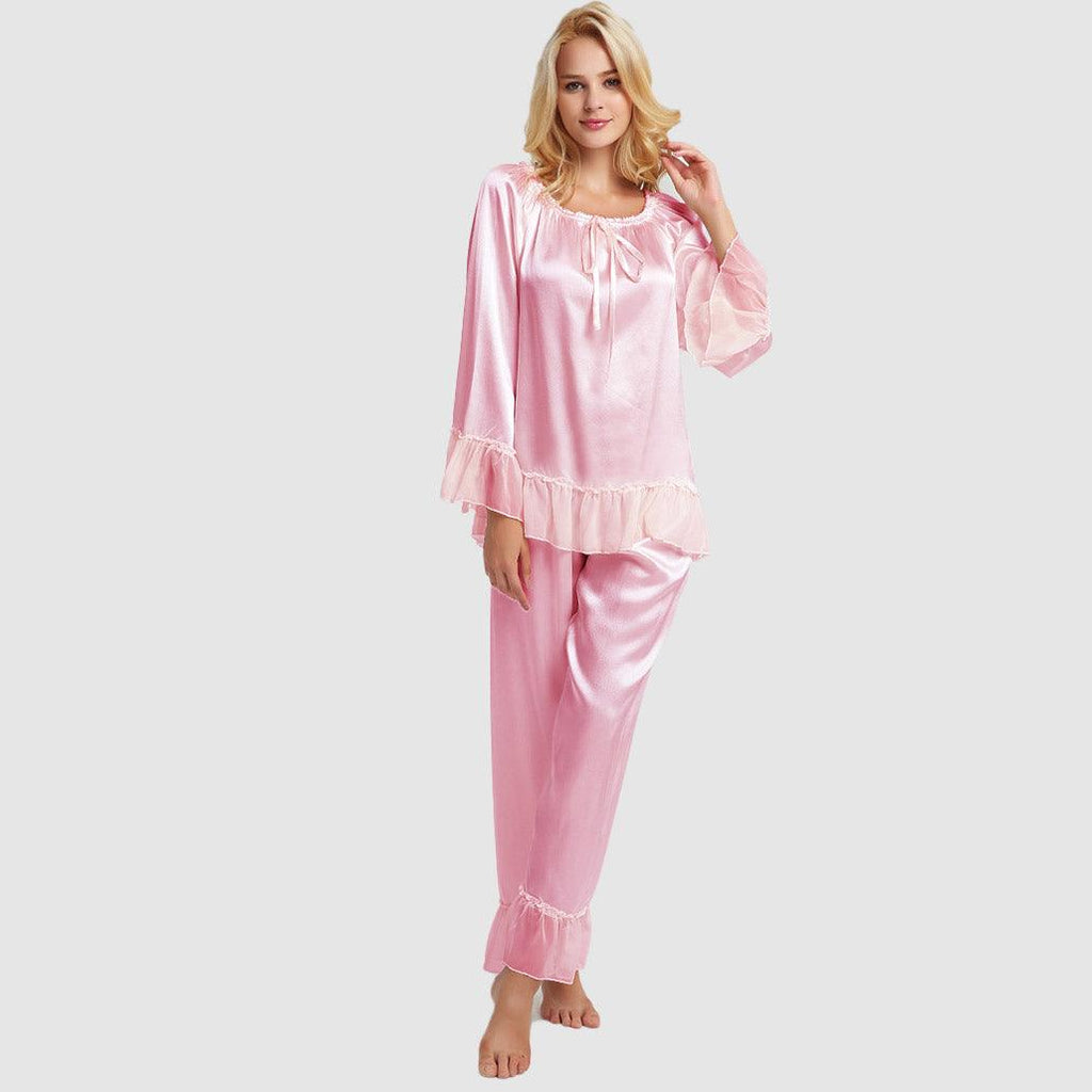 Real Silk Pajama Long Set Plus Size For Women Silk comfy loungewear(multi-colors) - DIANASILK