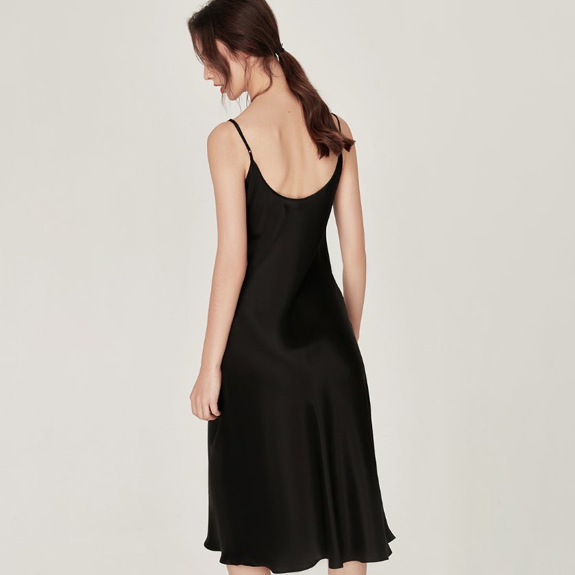Sexy Ladies Silk Split Hem Nightgown 100% Mulberry Silk  Sleepwear Swing Collar Silk Dress