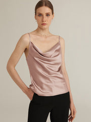 Swing Collar Silk Camisole Silk Tob Top sans manches