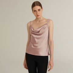 Swing Collar Silk Camisole Silk Tob Top sans manches