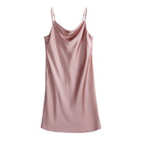 Sexy V-Neck 100% Silk Short Chemise Summer Backless Silk Night Dress Nightgown - DIANASILK