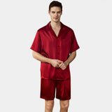 Short Silk Pajama Set for Men 100% Silk Short Sleeve Men Silk Pajamas - DIANASILK