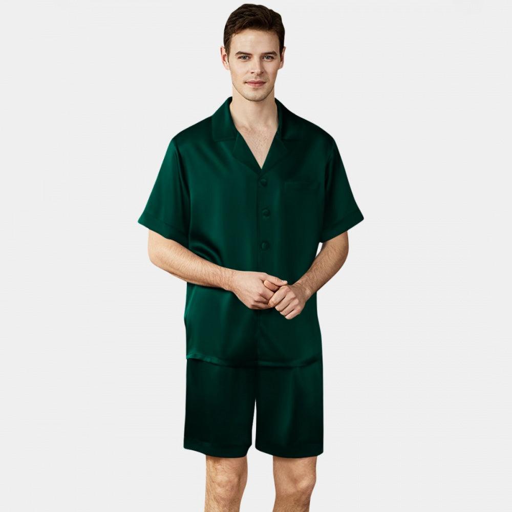 Short Silk Pajama Set for Men 100% Silk Short Sleeve Men Silk Pajamas - DIANASILK