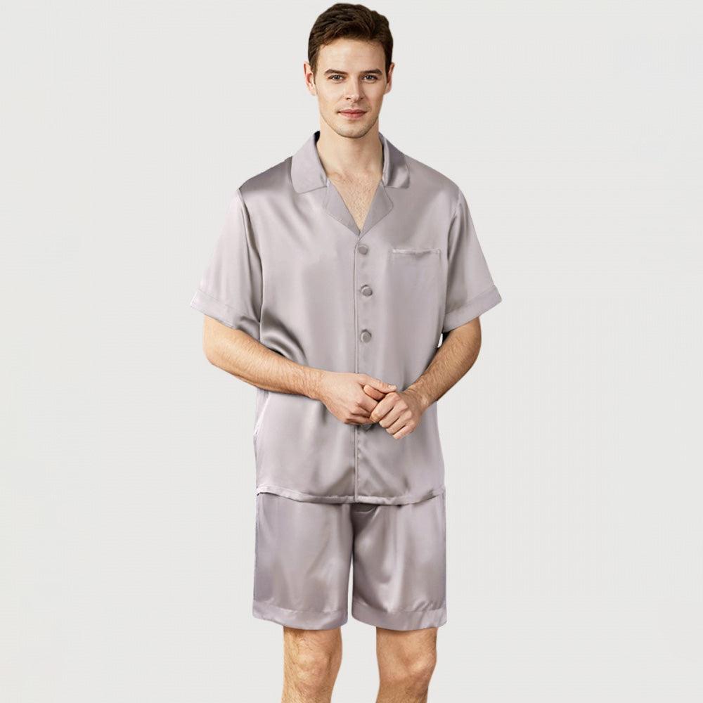 Short Silk Pajama Set for Men 100% Silk Short Sleeve Men Silk Pajamas - DIANASILK