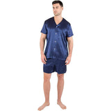 Short Silk Pajama Set For Men Silk Shirts and Pants Set Mens Silk Sleepwear - DIANASILK